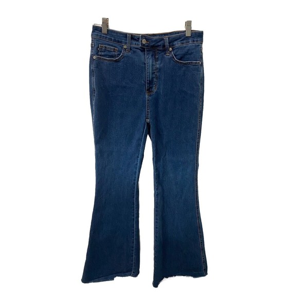 Judy Blue Jeans Womens 11/30 Blue Denim Super Flare Leg High Rise Raw Hem - Picture 2 of 12